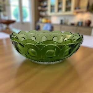 Vintage Bartlett-Collins Green Thumbprint Glass Bowl – Mid-Century